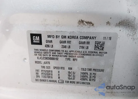 2019 Buick Encore Fwd Essence z USA, uszkodzony, nr VIN KL4CJCSM2KB806192